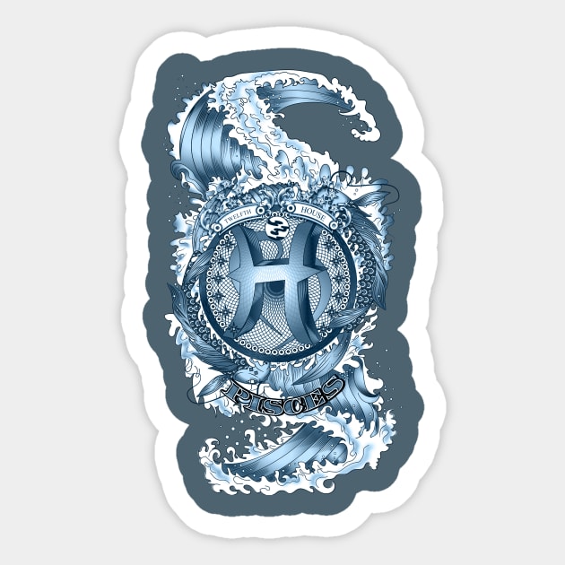 PISCES (Aquamarine) Aquatic Zodiac sign Sticker by qggraphics